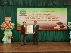 Công bố quyết định và trao giấy chứng nhận chỉ dẫn địa lý hạt tiêu Đắk Nông